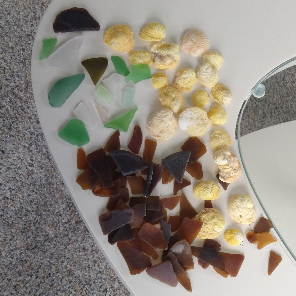 Sea Glass With Yellow Shell Collection - Picture 3 of 10